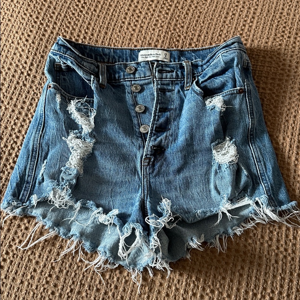 Abercrombie & Fitch Blue High Rise Mom Shorts